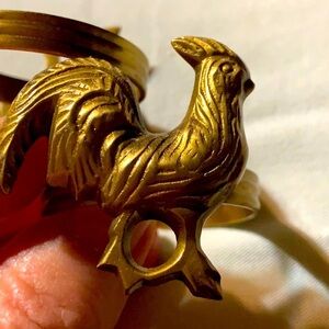 Set of 8 Brass Metal Rooster Chicken Napkins Rings / 1 3/4"1 5/8" Farm House